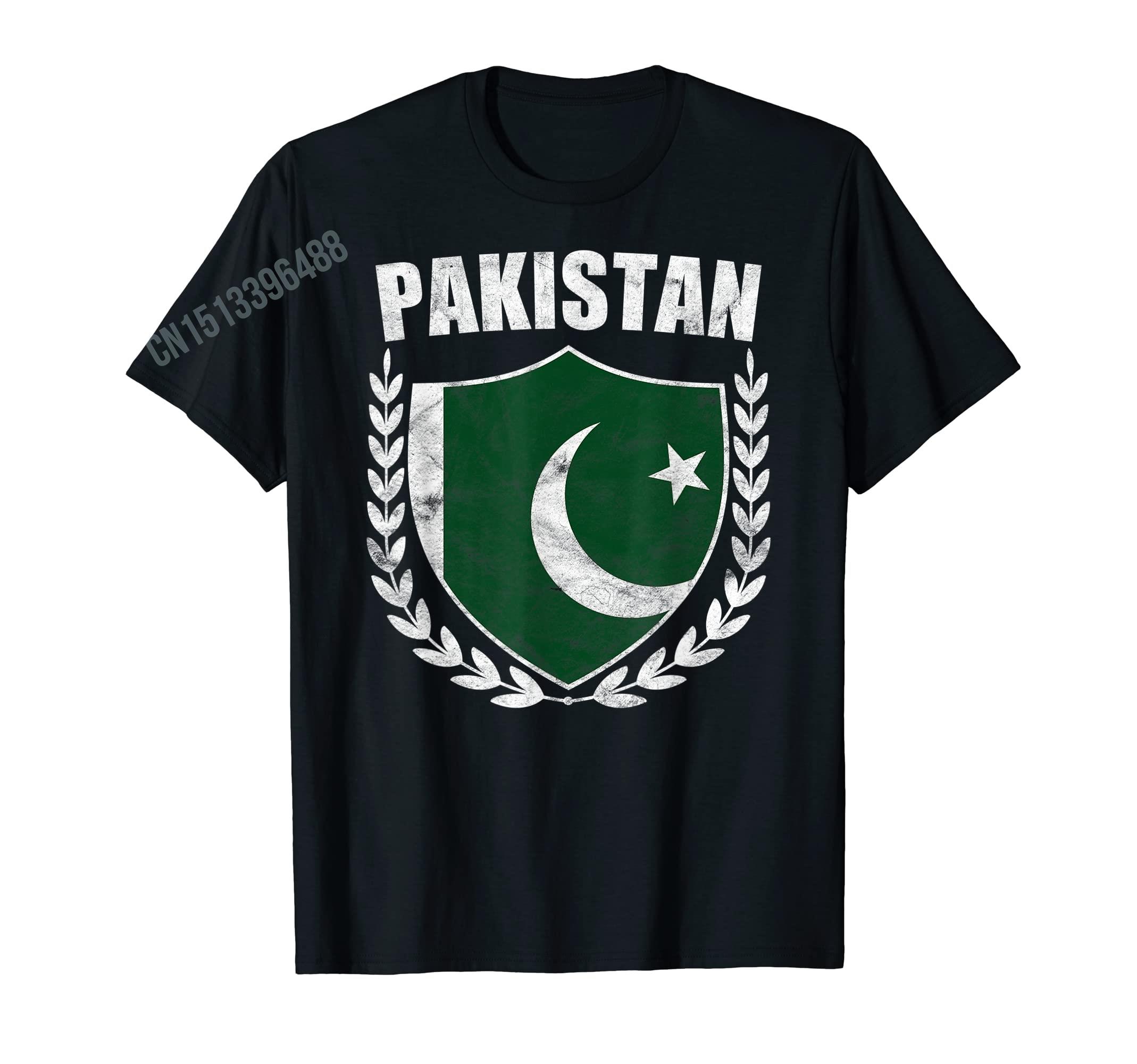 Women Fashion Pakistan - เสื้อยืดลายธงชาติปากีสถานสไตล์วินเทจแบบดิสเทรสสำหรับผู้ชายและผู้หญิง เสื้อยืดผ้าฝ้าย