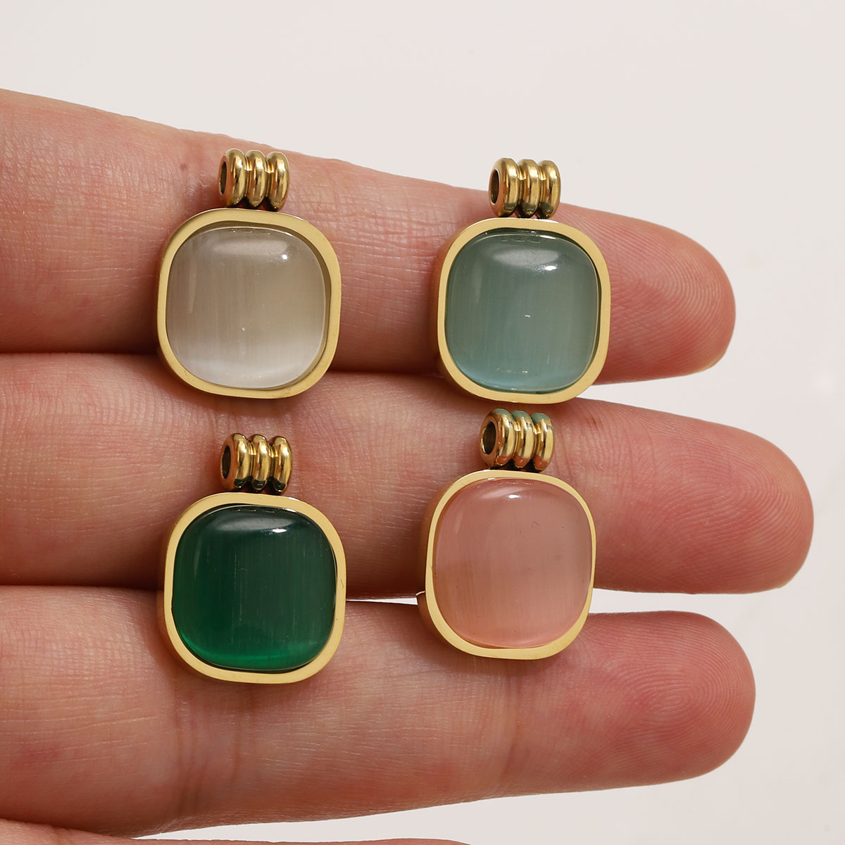 จี้หินตาแมวทรงสี่เหลี่ยมมน 2 ช - Women'S Fashion Earrings บทวิจารณ์และราคา