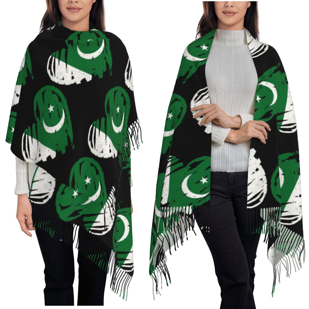 ผ้าพันคอธงชาติปากีสถาน ผ้าพันค - Women Fashion Pakistan บทวิจารณ์และราคา