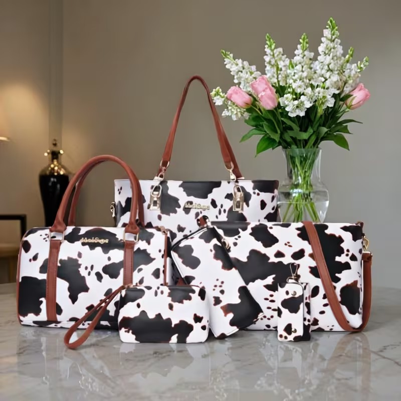ชุดกระเป๋าถือแฟชั่นลายหนังวัว  - Crossbody Bag Women บทวิจารณ์และราคา