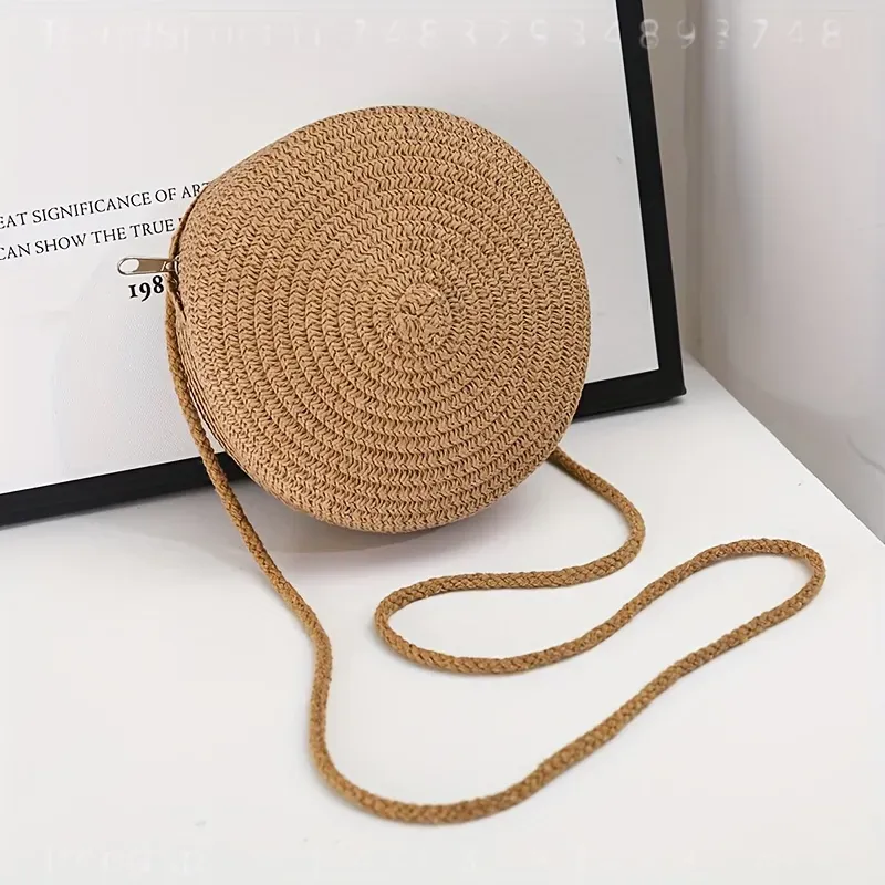กระเป๋าสะพายข้างทรงกลมสานจากหว - Crossbody Bag Women บทวิจารณ์และราคา